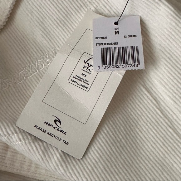 RIP CURL Stevie Cord Cream Shirt Coastal Cowgirl Surfer Style Shacket Size M NWT - Picture 10 of 15
